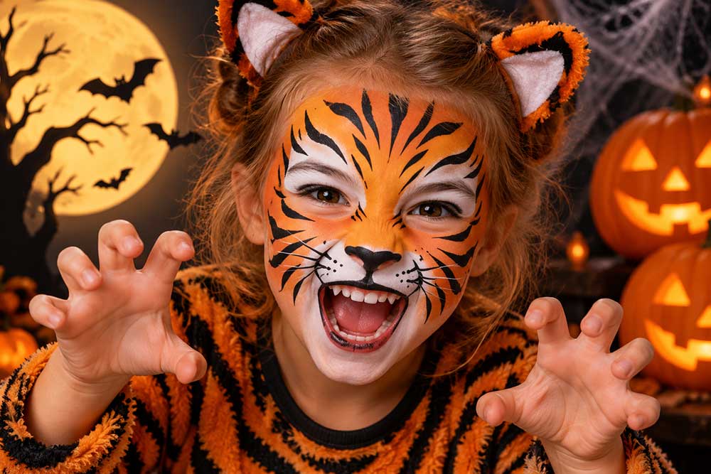 Tijger schminken voor Halloween: makkelijk in een paar stappen