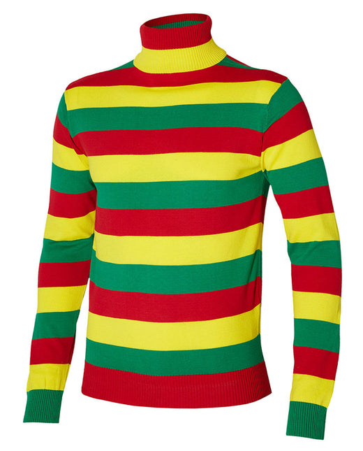 ApolloFX Gebreide Trui met Col Rood Geel en Groen Lange Mouw Unisex