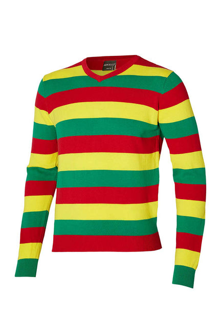 ApolloFX Gebreide Trui Rood Geel en Groen Lange Mouw