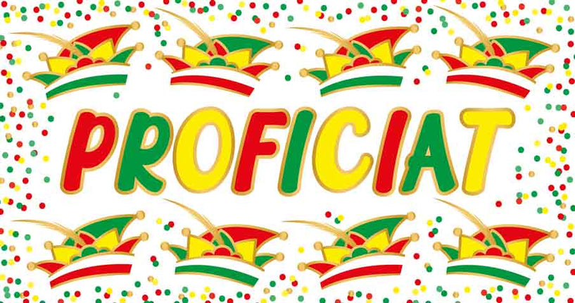 Artige Wenskaart Carnaval Panorama Proficiat