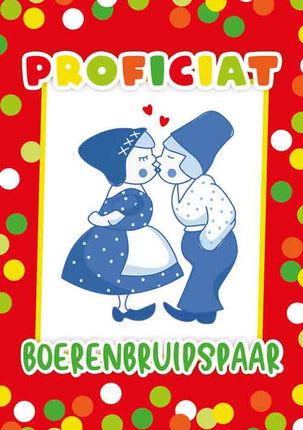 Artige Wenskaart Carnaval Proficiat Boerenbruidspaar