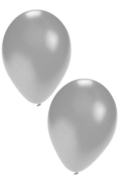 Balloonia Latex ballon zilver 27 cm 50 stuks