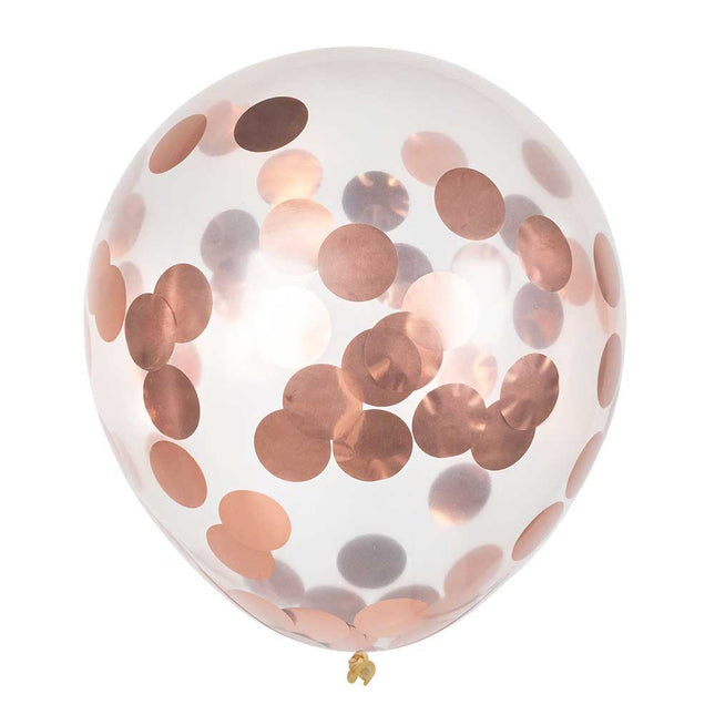 Boland Confettiballonnen rose goud 5 stuks