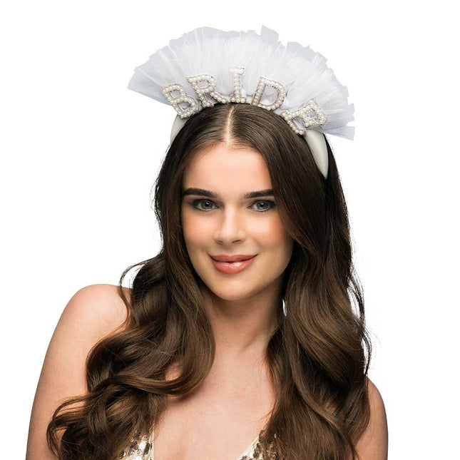 Boland Diadeem Bride met pareltjes en tule