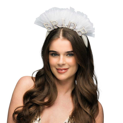 Boland Diadeem Bride met pareltjes en tule