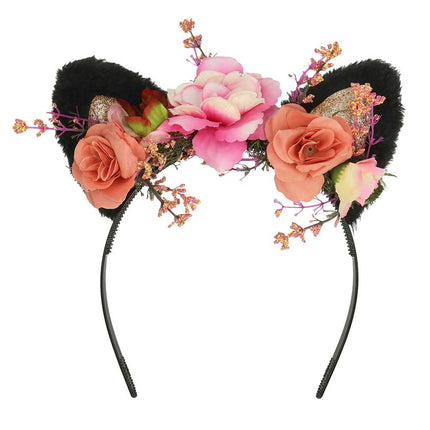 Boland Diadeem Rosegarden Kitty met Bloemen en Kattenoortjes