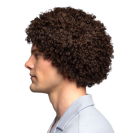 Boland Donkerbruine Krullenpruik 70s Style