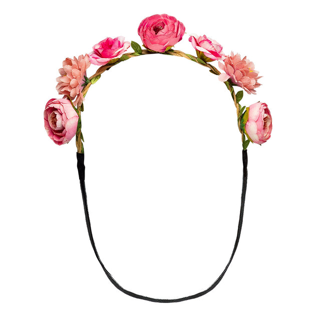 Boland Haarband met roze bloemen