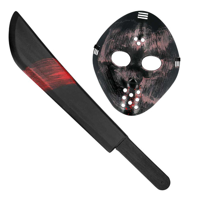 Boland Killer set gezichtsmasker en machete 53 cm