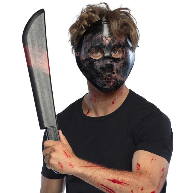 Boland Killer set gezichtsmasker en machete 53 cm