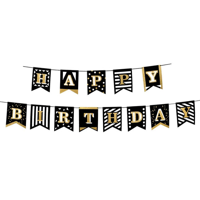 Boland Letterslinger Happy Birthday Zwart Goud