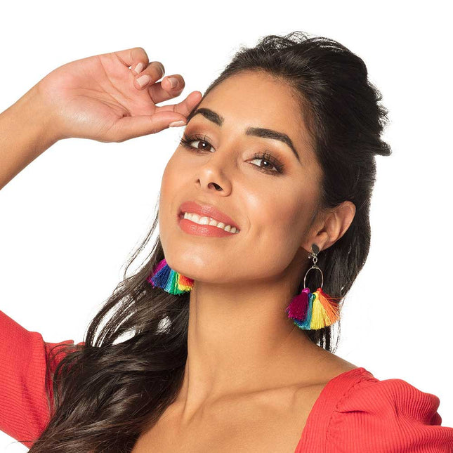 Boland Oorbellen Regenboogkwastjes