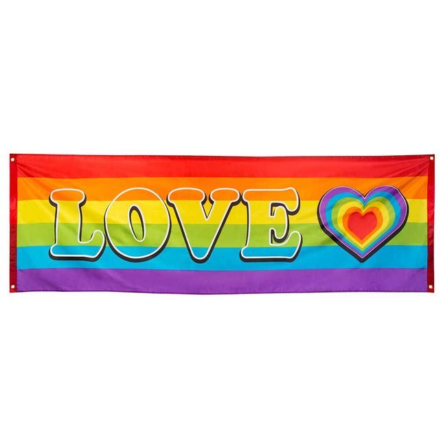 Boland Pride banner Regenboog 'LOVE' 74 x 220 cm