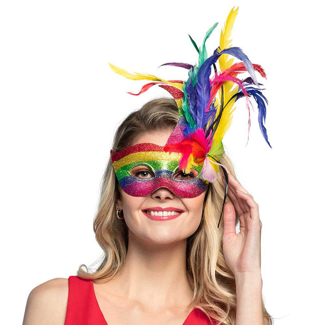Boland Pride regenboog glittermasker