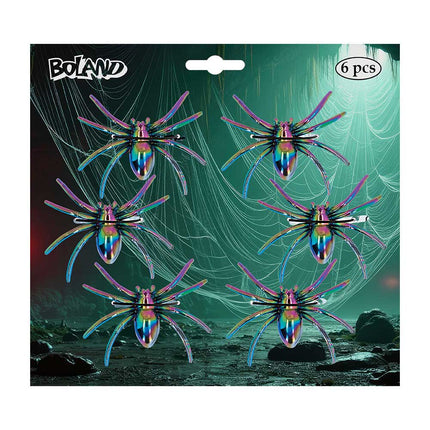 Boland Set 6 Spinnen Iriserend – 7 x 5,5 cm