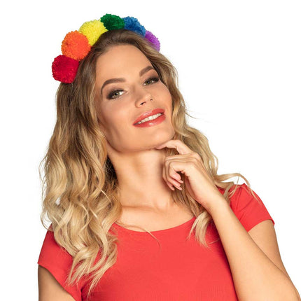 Boland Tiara Pompon regenboog