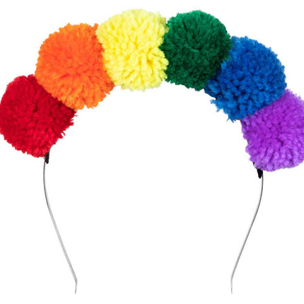 Boland Tiara Pompon regenboog