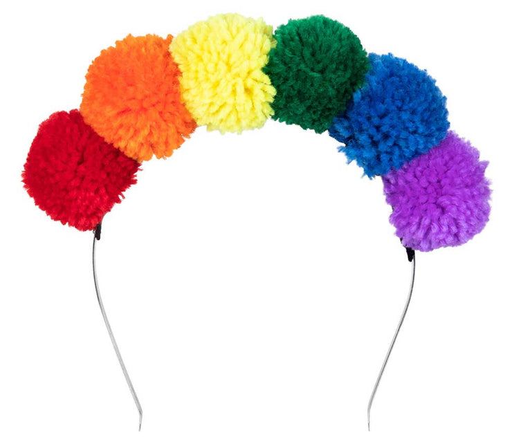 Boland Tiara Pompon regenboog