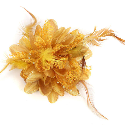 Di Bartelomeo Bloem met parels en veertjes goud