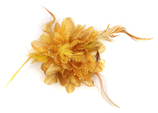 Di Bartelomeo Bloem met parels en veertjes goud