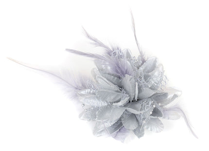 Di Bartelomeo Bloem met parels en veertjes zilver