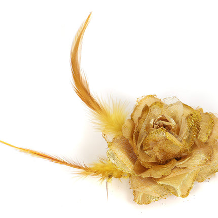 Di Bartelomeo Bloem met veertjes en glitters goud