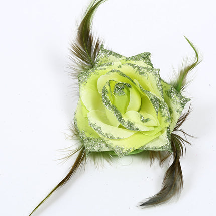 Di Bartelomeo Bloem met veertjes en glitters groen