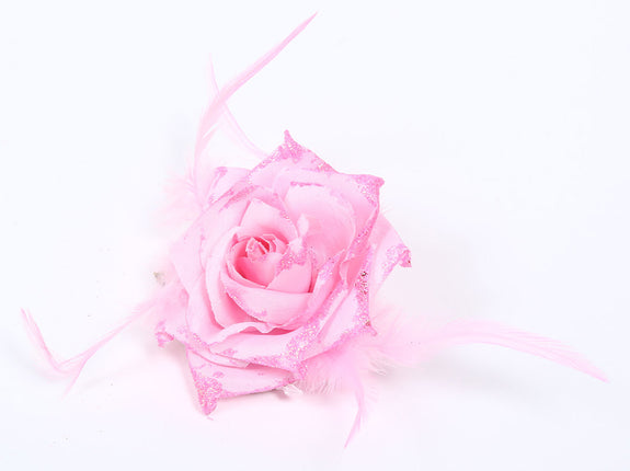 Di Bartelomeo Bloem met veertjes en glitters roze