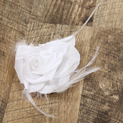 Di Bartelomeo Bloem met veertjes en glitters wit