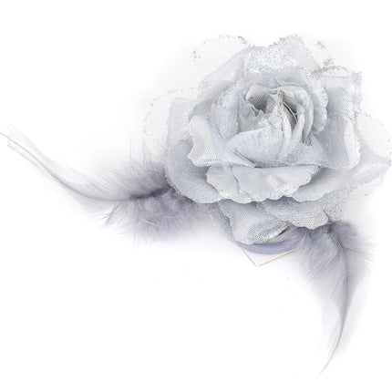 Di Bartelomeo Bloem met veertjes en glitters zilver