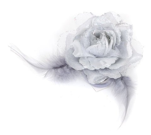 Di Bartelomeo Bloem met veertjes en glitters zilver