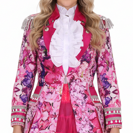 Di Bartelomeo Carnavalsjas Dames roze bloemen deluxe