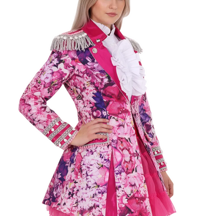 Di Bartelomeo Carnavalsjas Dames roze bloemen deluxe