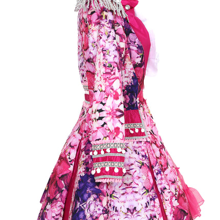 Di Bartelomeo Carnavalsjas Dames roze bloemen deluxe