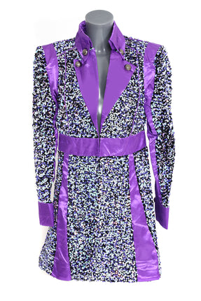 Di Bartelomeo Carnavalsjas dames Sequin wit/paars Deluxe