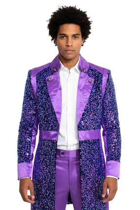 Di Bartelomeo Carnavalsjas Heren Sequin paars Deluxe