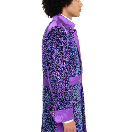 Di Bartelomeo Carnavalsjas Heren Sequin paars Deluxe