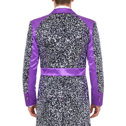 Di Bartelomeo Carnavalsjas heren Sequin wit/paars Deluxe