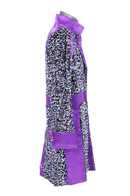 Di Bartelomeo Carnavalsjas heren Sequin wit/paars Deluxe