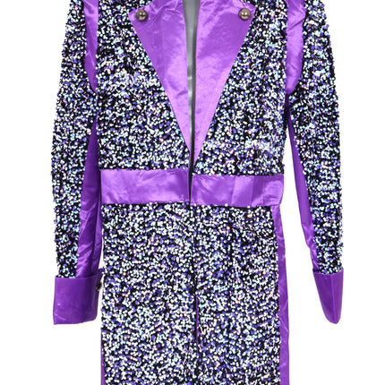 Di Bartelomeo Carnavalsjas heren Sequin wit/paars Deluxe