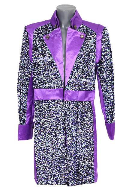 Di Bartelomeo Carnavalsjas heren Sequin wit/paars Deluxe