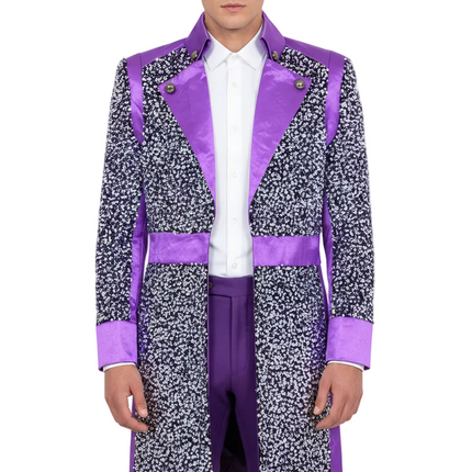 Di Bartelomeo Carnavalsjas heren Sequin wit/paars Deluxe