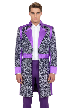 Di Bartelomeo Carnavalsjas heren Sequin wit/paars Deluxe