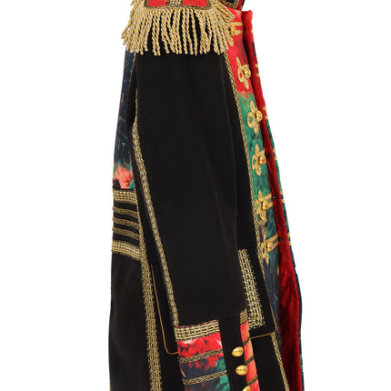 Di Bartelomeo Carnavalsjas Heren zwart met bloemen en pauwenveren