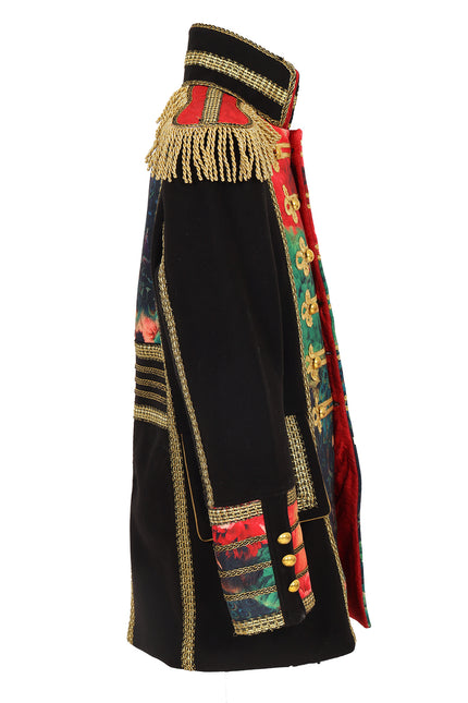 Di Bartelomeo Carnavalsjas Heren zwart met bloemen en pauwenveren