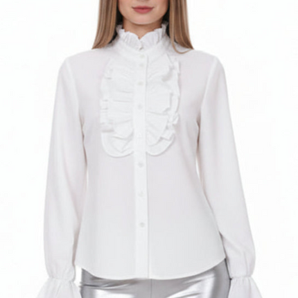 Di Bartelomeo Damesblouse wit met ruches