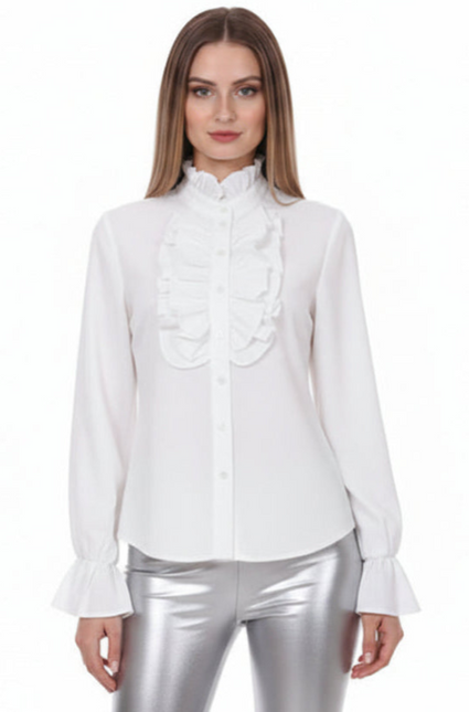 Di Bartelomeo Damesblouse wit met ruches