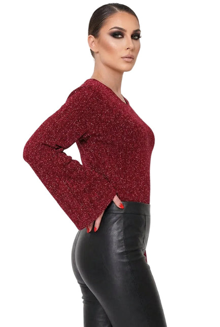Di Bartelomeo Flaired Truitje Rood Glitter Dames