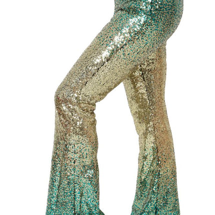 Di Bartelomeo Flared Broek Pailletten Groen Goud