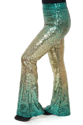 Di Bartelomeo Flared Broek Pailletten Groen Goud